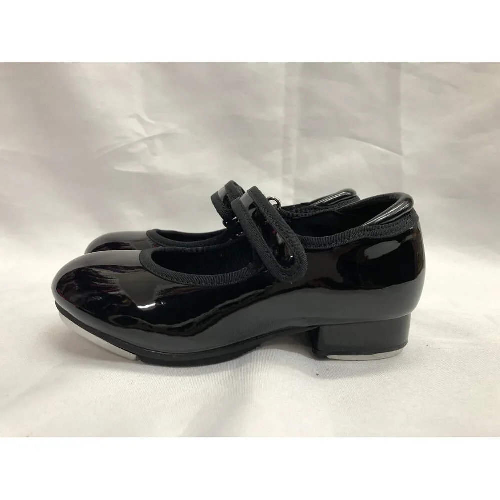 Pre-Owned Dance Dance Tap Shoes Stelle Child 10M Mary Jane easy Strap Black